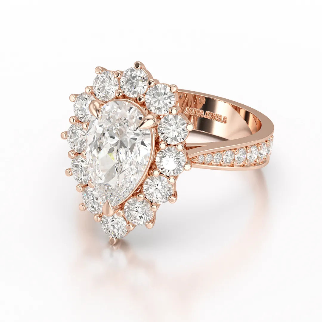 3.41 CT Pear Cut Halo Lab Diamond Ring