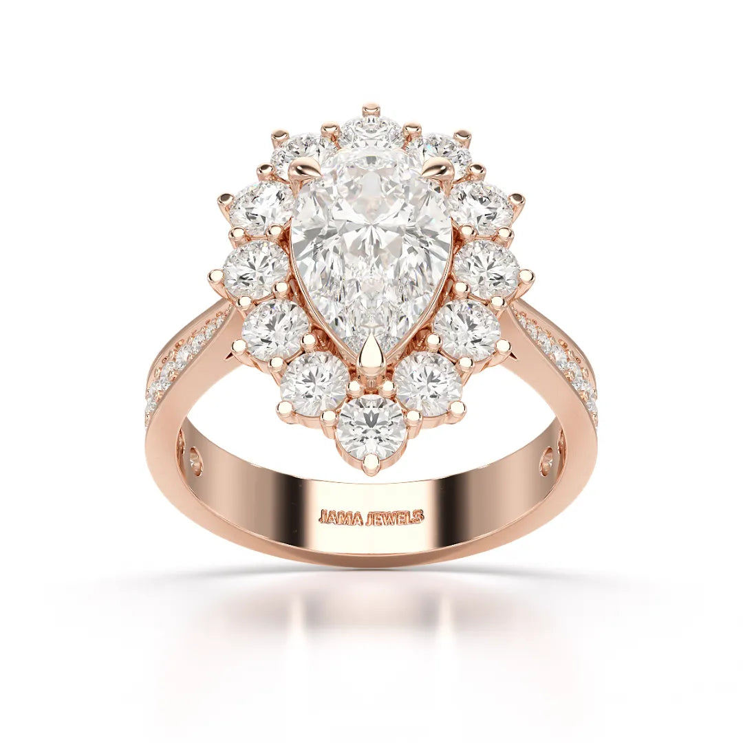 3.41 CT Pear Cut Halo Lab Diamond Ring