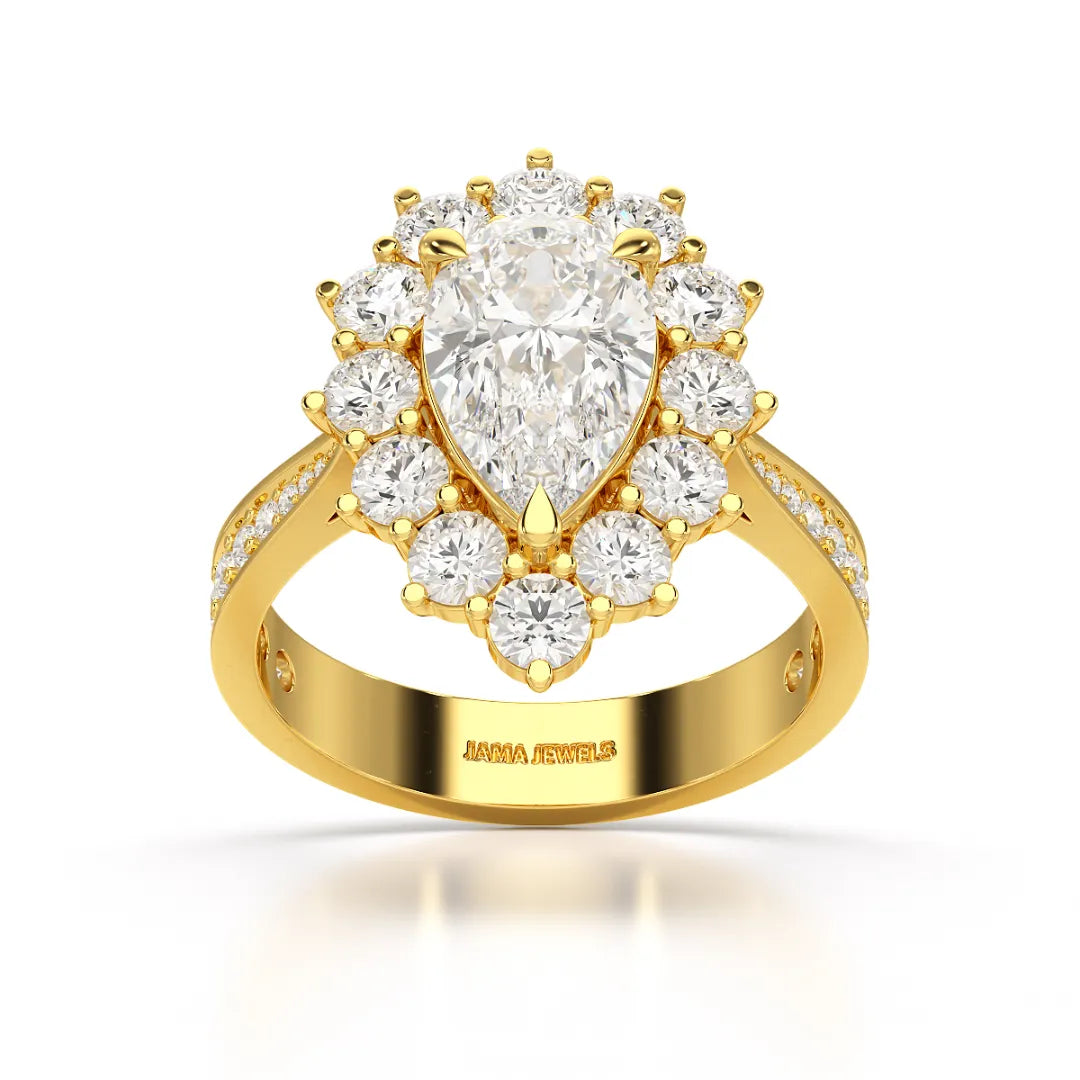 3.41 CT Pear Cut Halo Lab Diamond Ring