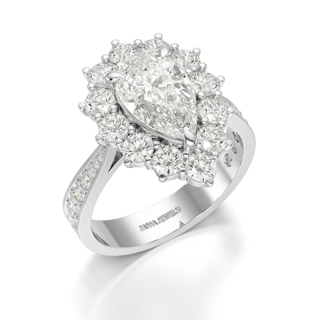 3.41 CT Pear Cut Halo Lab Diamond Ring