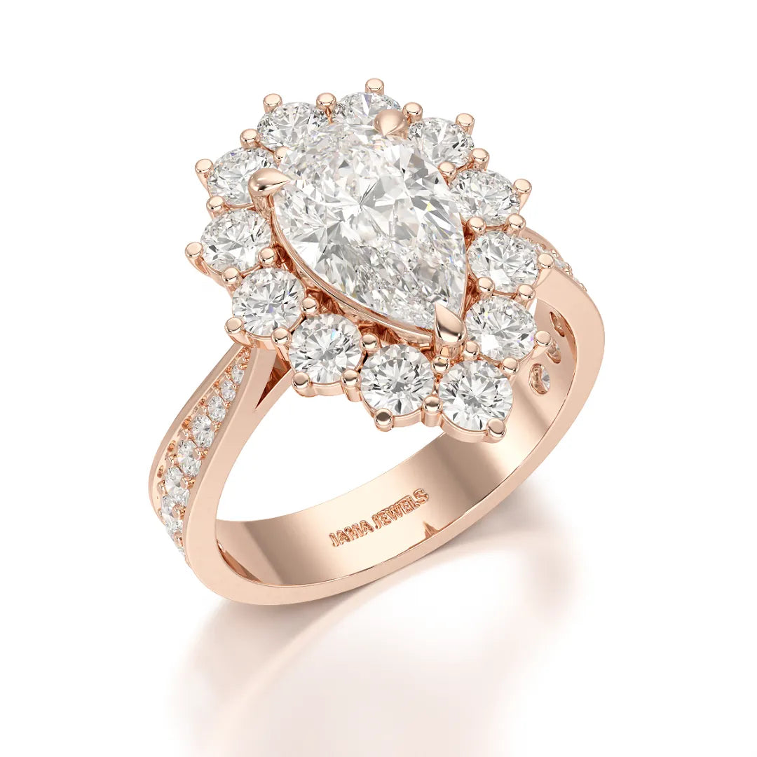 3.41 CT Pear Cut Halo Lab Diamond Ring