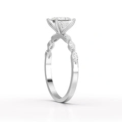 1.3 CT Princess Cut Lab Diamond Ring with Marquise cut Side Diamonds