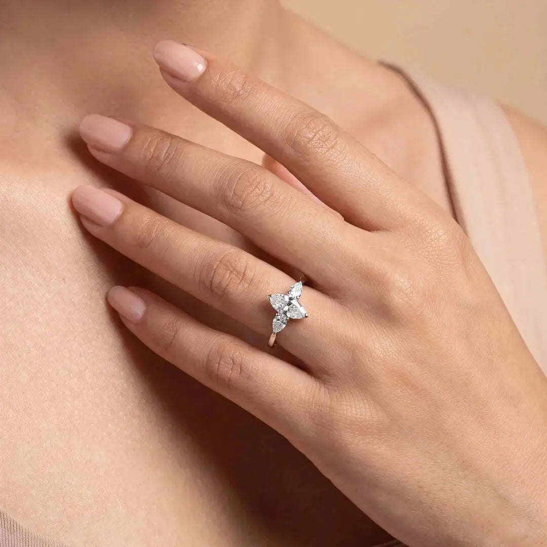 1.6 CT Marquise Three Stone Diamond Ring Lifestyle Image