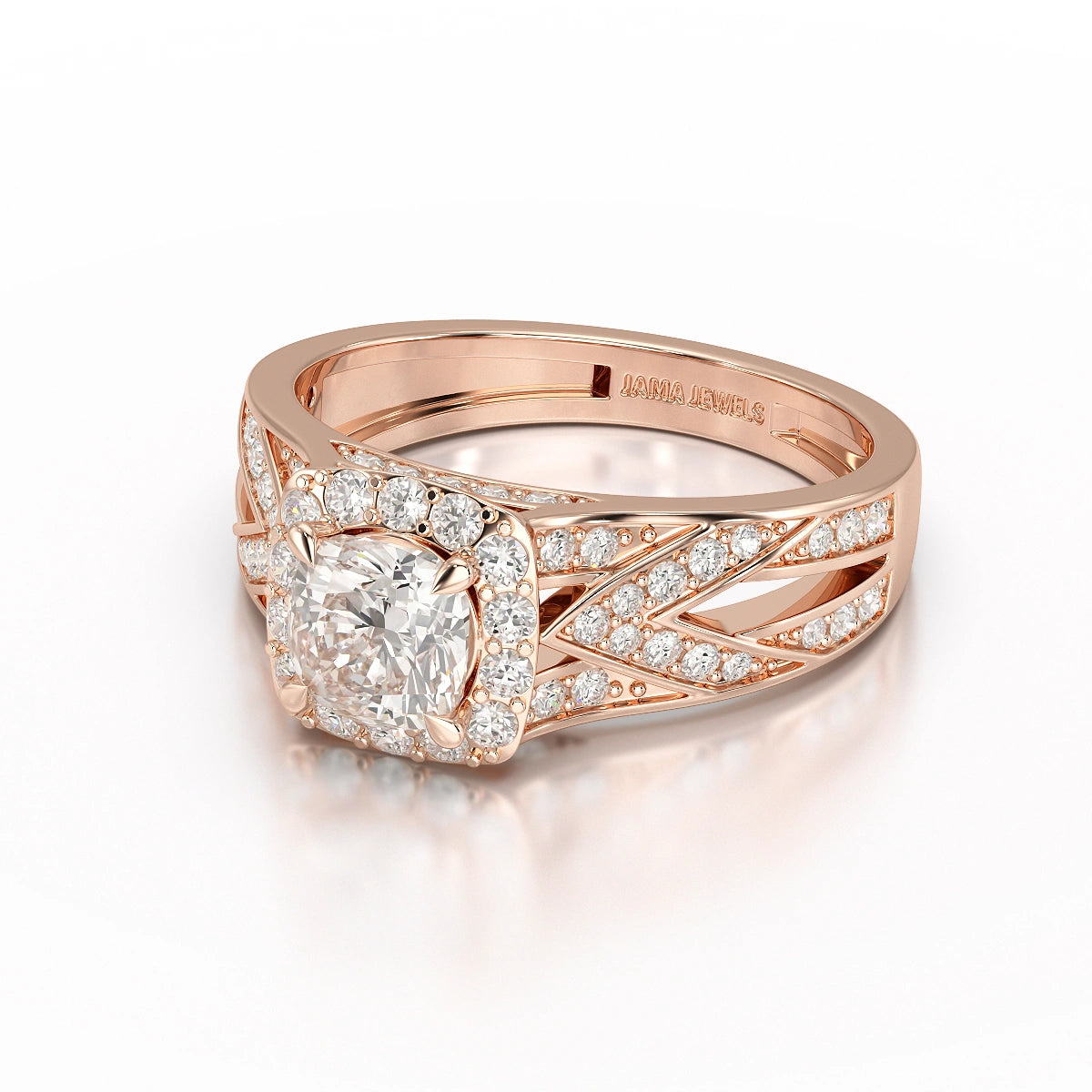 1.55 CT Cushion Cut Layered Halo Lab Diamond Ring