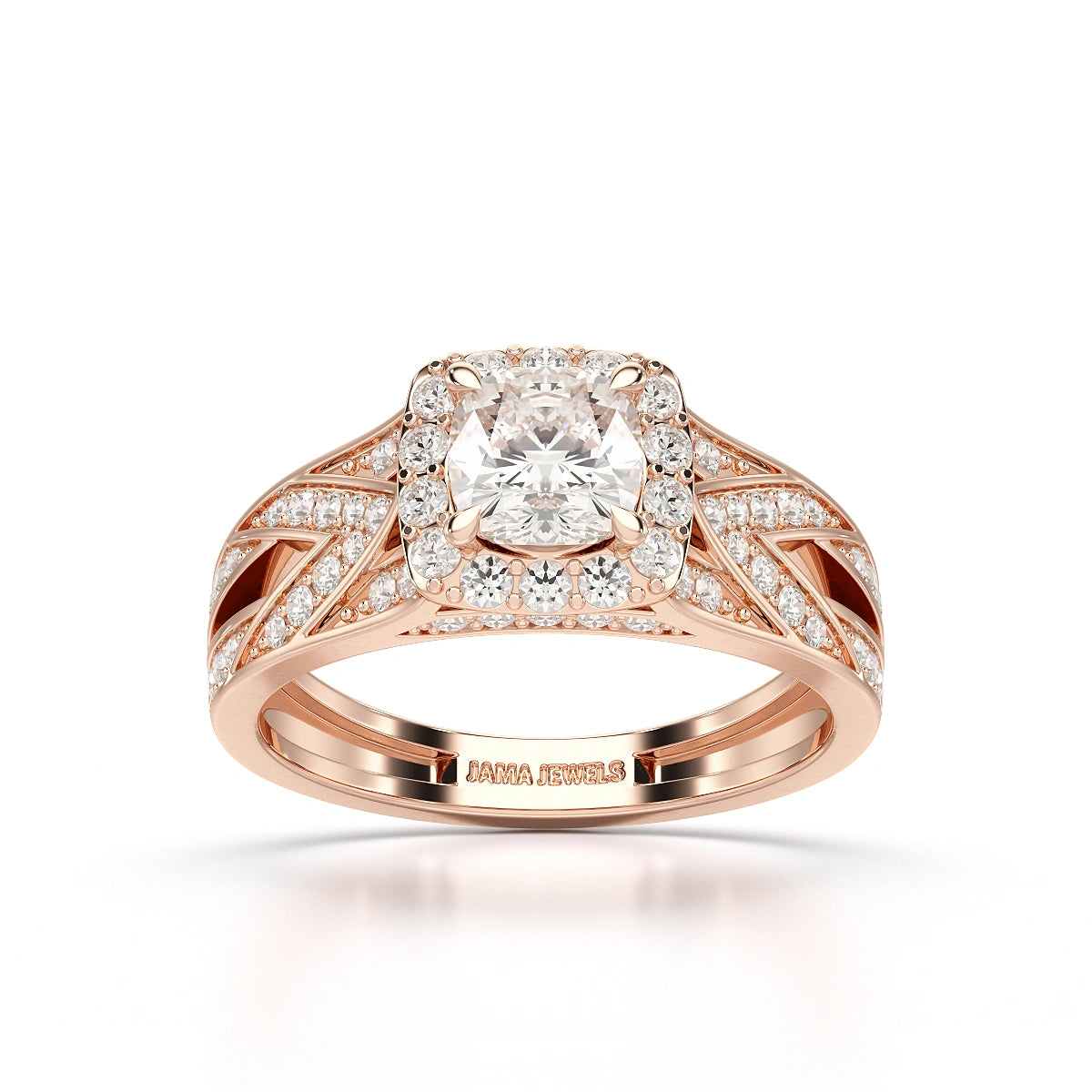 1.55 CT Cushion Cut Layered Halo Lab Diamond Ring