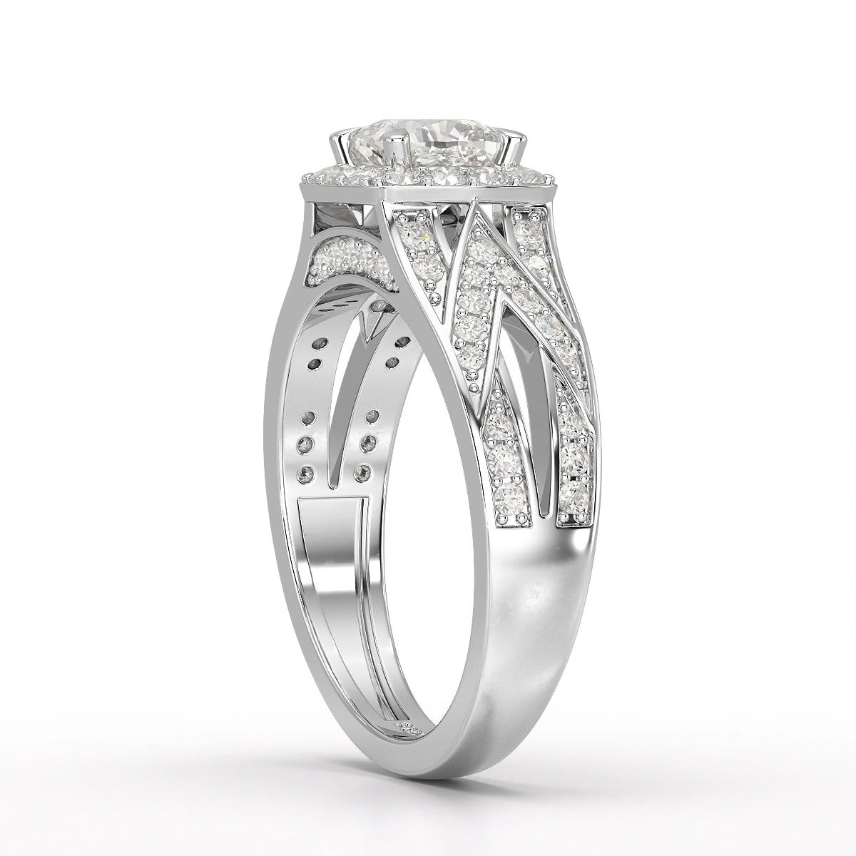 1.55 CT Cushion Cut Layered Halo Lab Diamond Ring