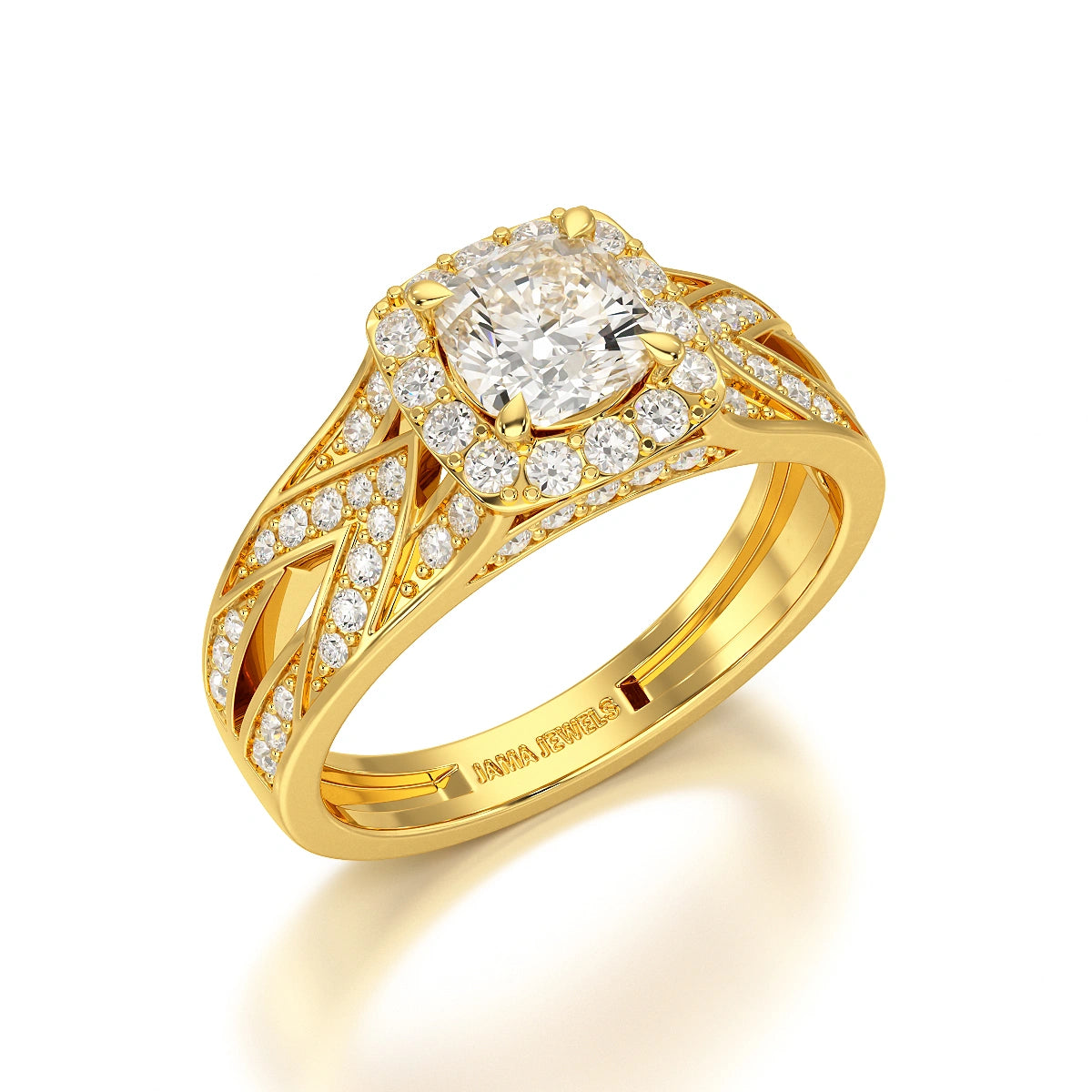 1.55 CT Cushion Cut Layered Halo Lab Diamond Ring