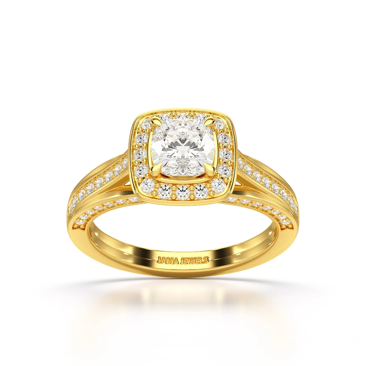 1.53 CT Cushion Cut Halo Lab Diamond Ring