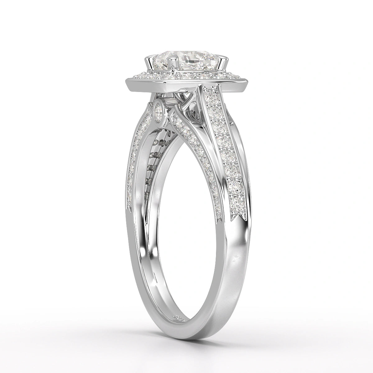 1.53 CT Cushion Cut Halo Lab Diamond Ring