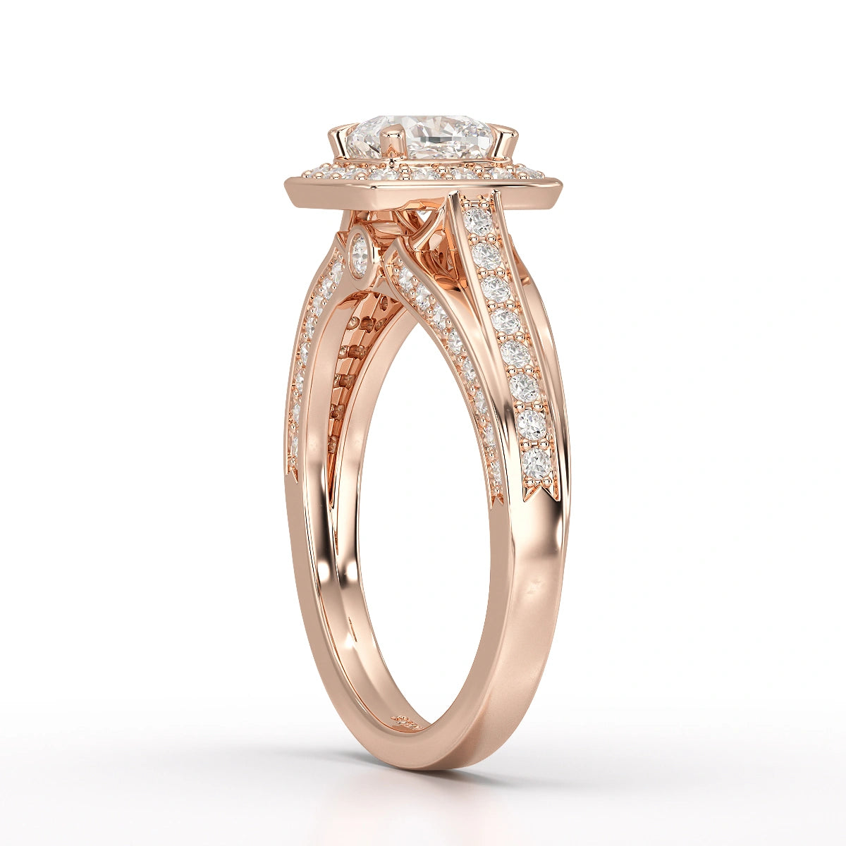 1.53 CT Cushion Cut Halo Lab Diamond Ring