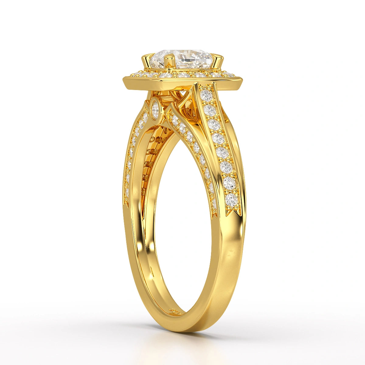 1.53 CT Cushion Cut Halo Lab Diamond Ring