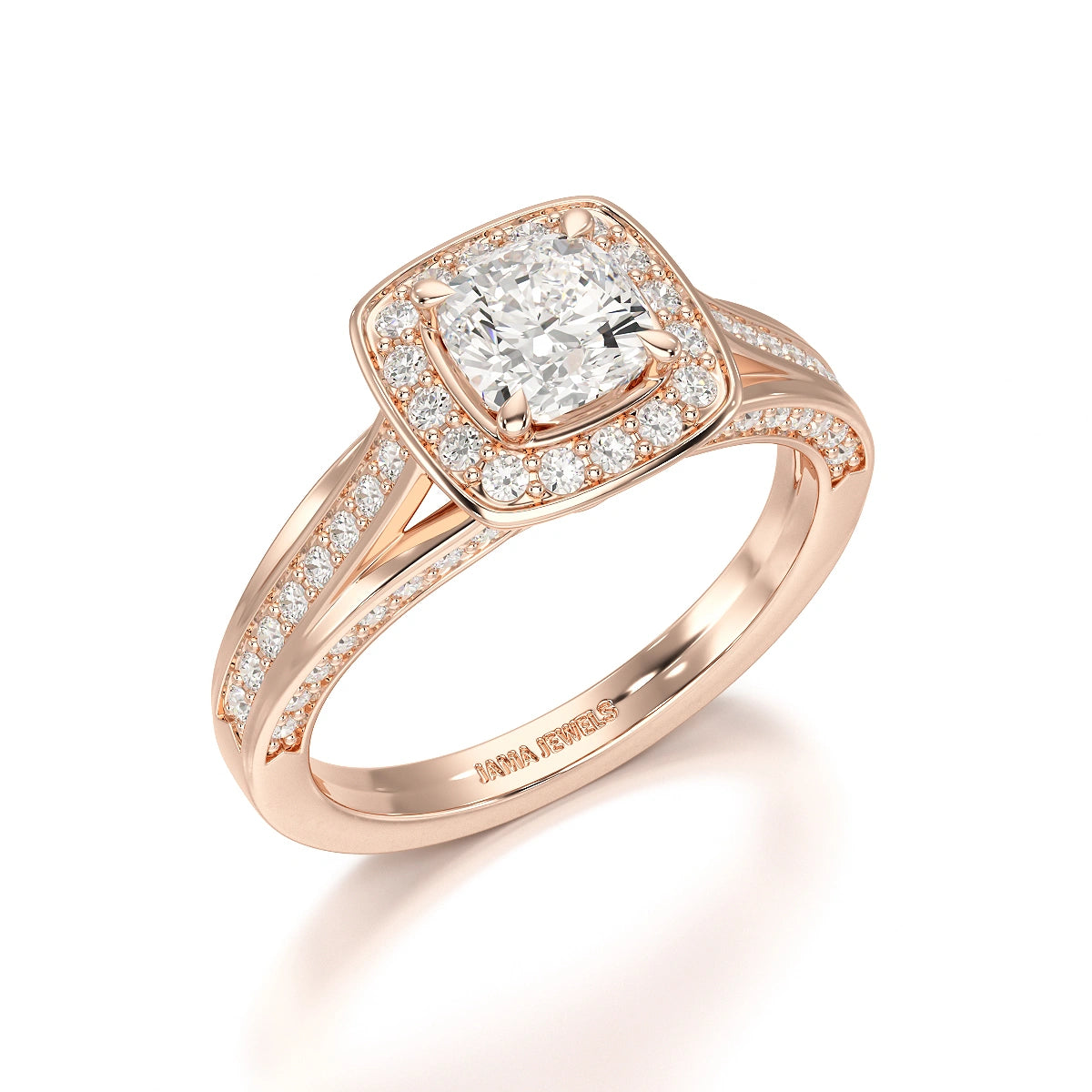1.53 CT Cushion Cut Halo Lab Diamond Ring