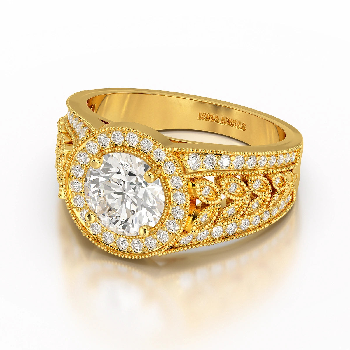 2.03 CT Round Cut Halo Lab Diamond Ring