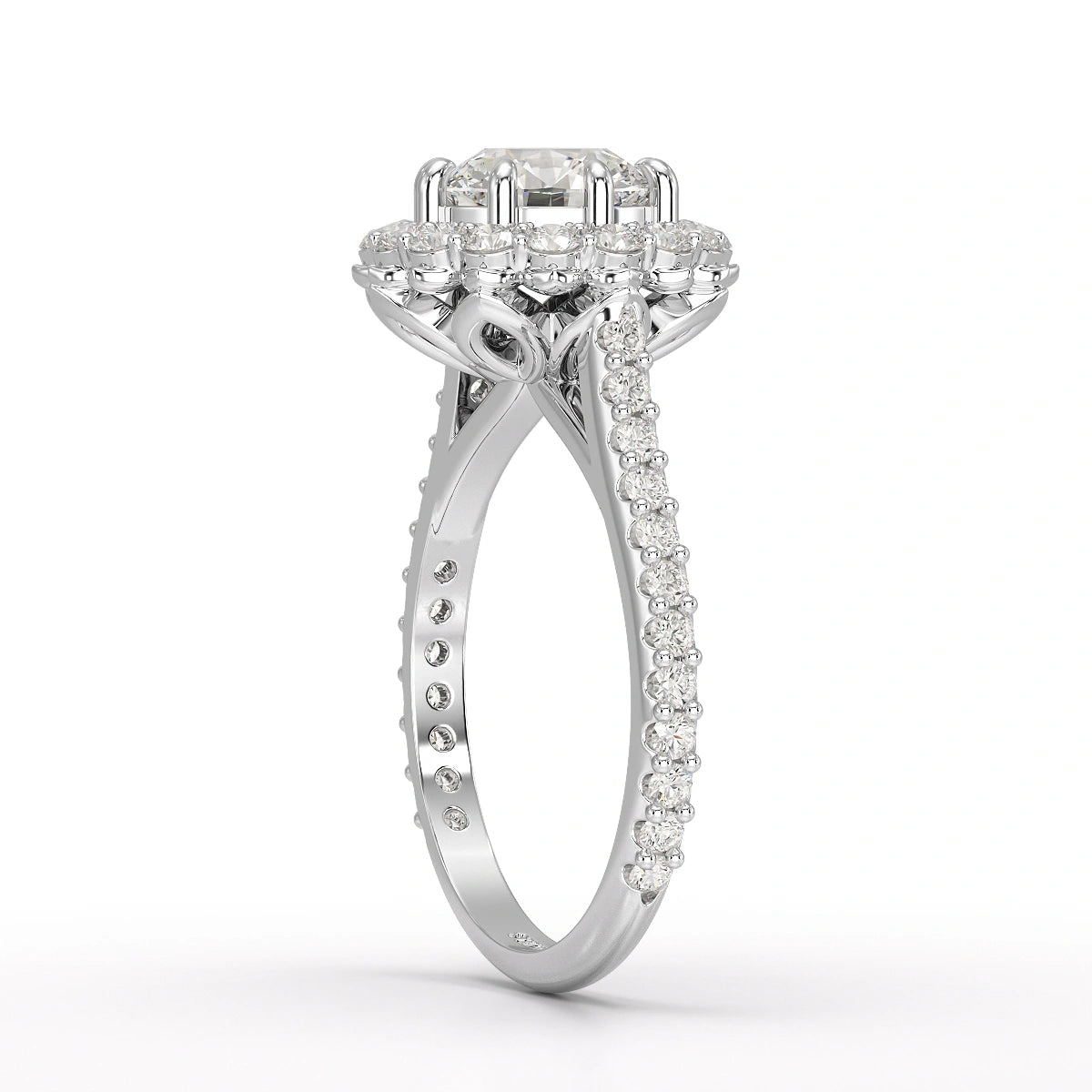 2.42 CT Round Cut Halo Lab Diamond Ring