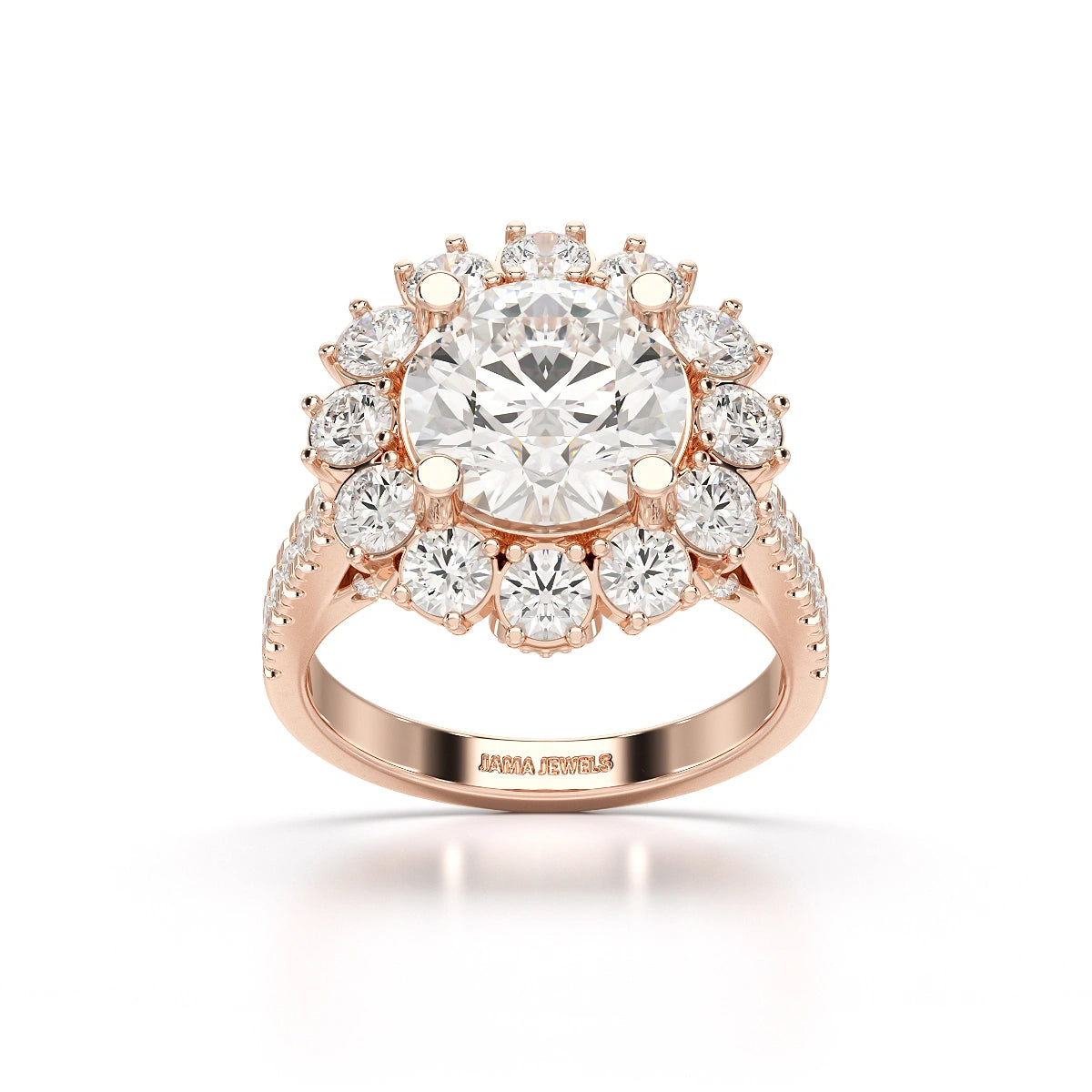 4 CT Round Cut Hidden Halo Lab Diamond Ring