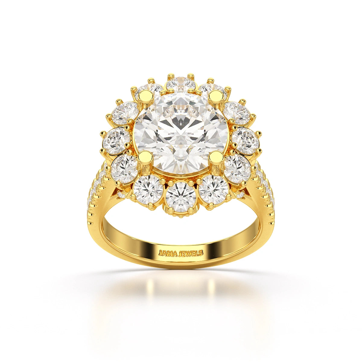 4 CT Round Cut Hidden Halo Lab Diamond Ring