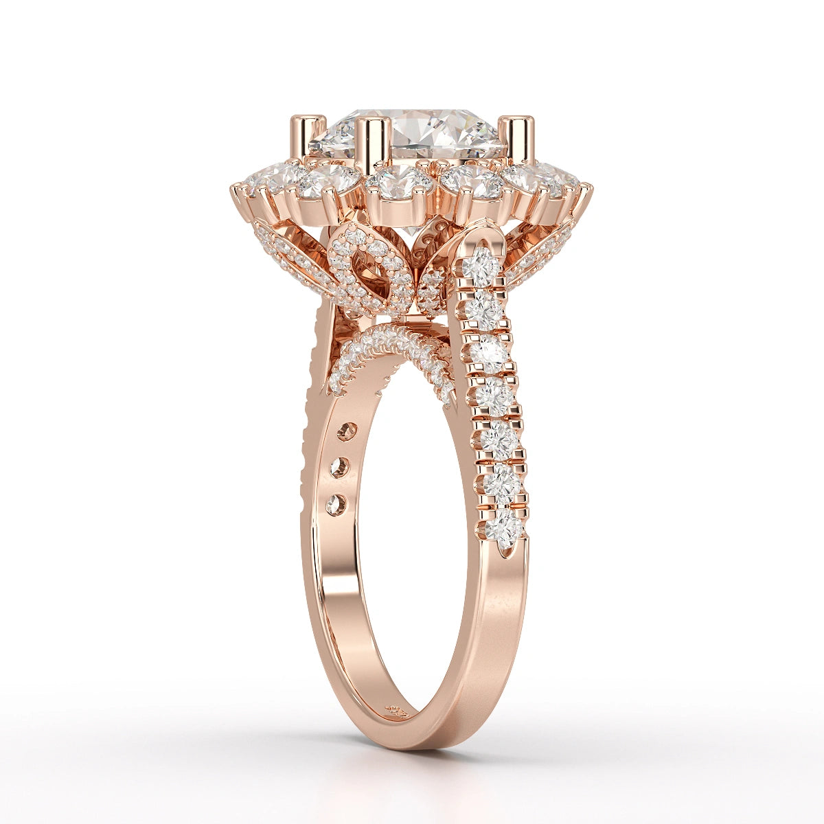 4 CT Round Cut Hidden Halo Lab Diamond Ring