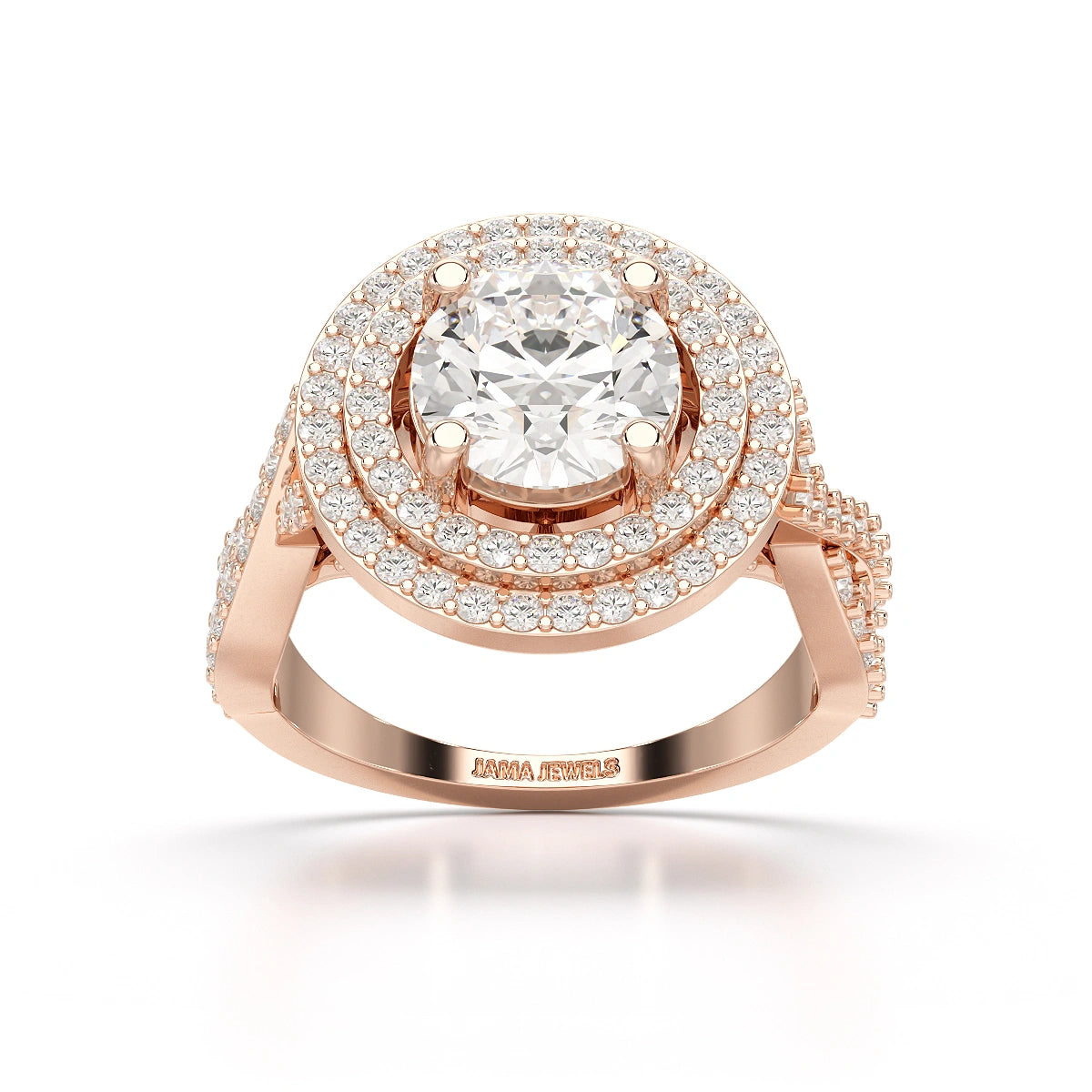 3 CT Round Cut Layered Halo Lab Diamond Ring