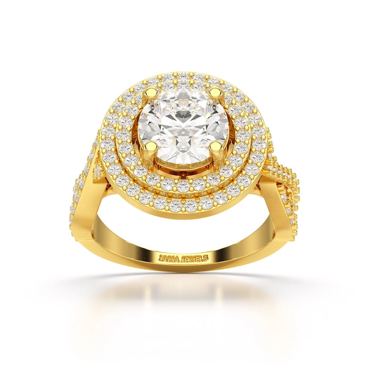 3 CT Round Cut Layered Halo Lab Diamond Ring