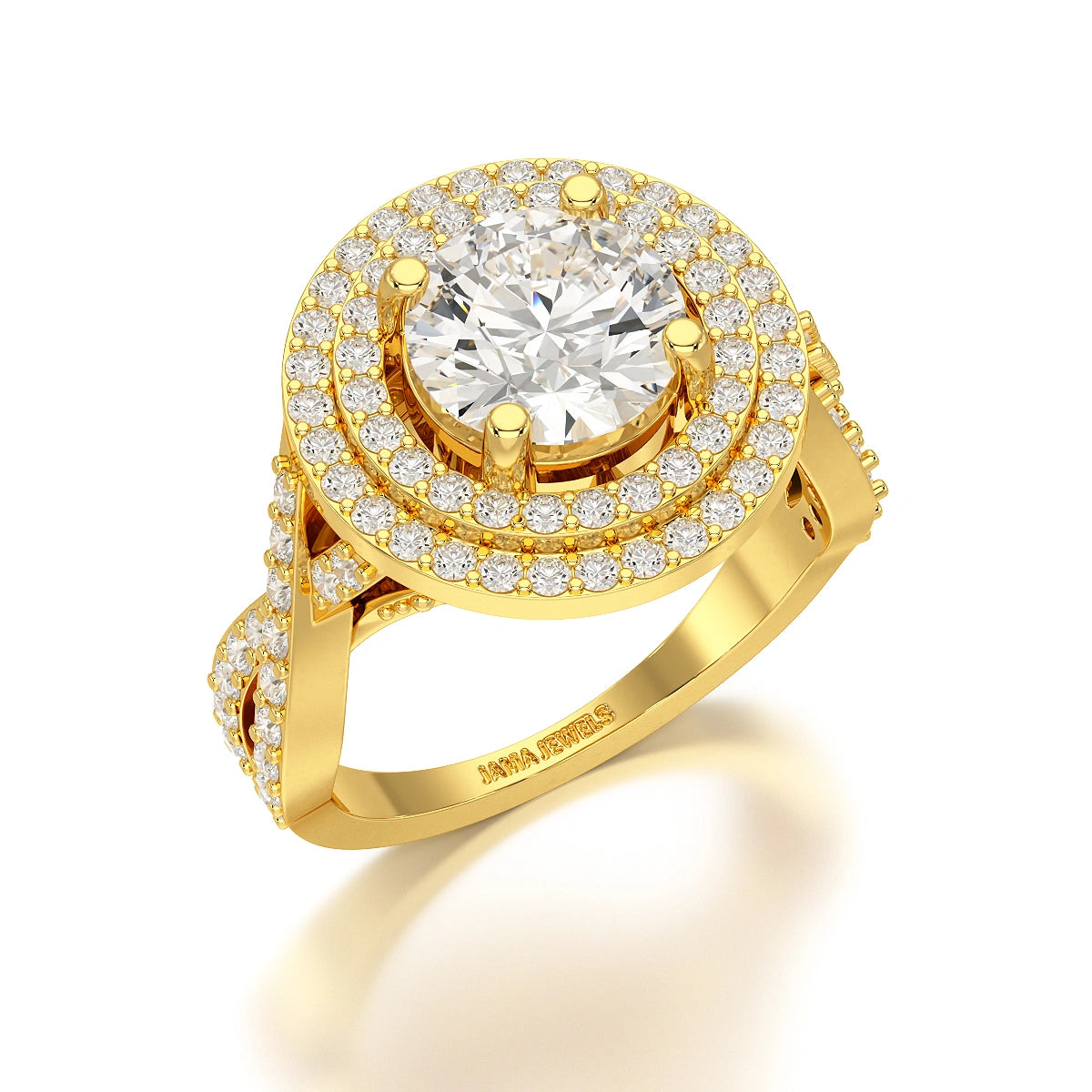 3 CT Round Cut Layered Halo Lab Diamond Ring