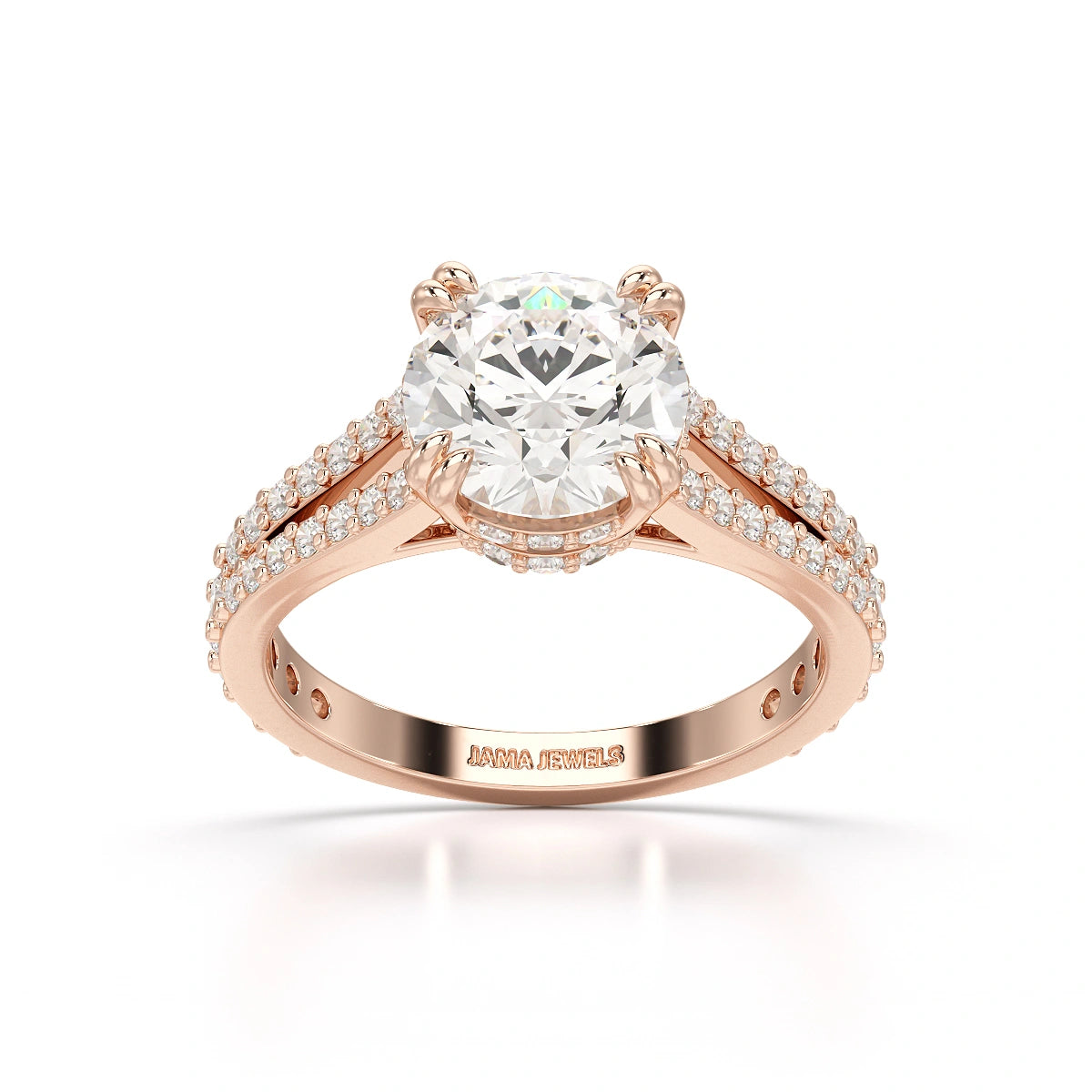 2.65 CT Round Cut Hidden Halo Lab Diamond Ring