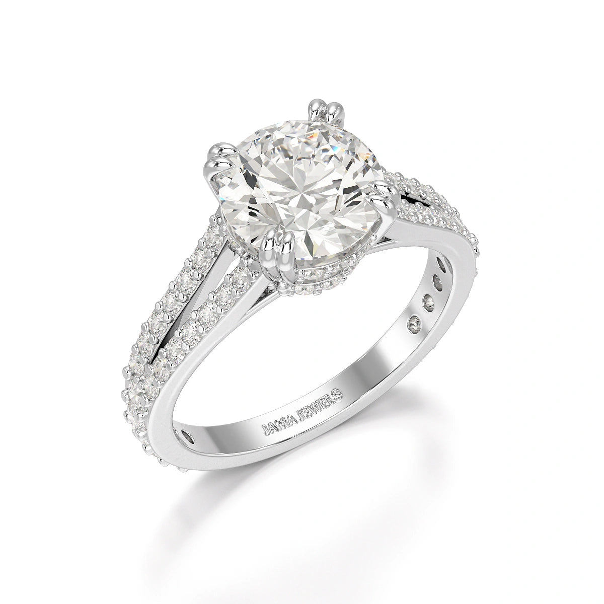2.65 CT Round Cut Hidden Halo Lab Diamond Ring