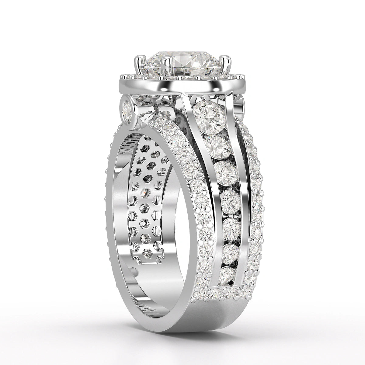 3.78 CT Round Cut Halo Lab Diamond Ring