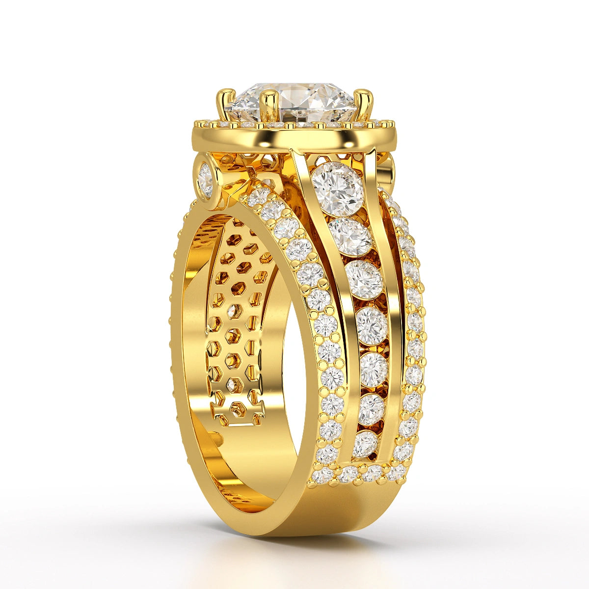 3.78 CT Round Cut Halo Lab Diamond Ring