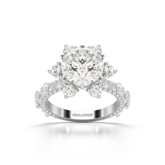 4.61 CT Round Cut Flower Halo Lab Diamond Ring