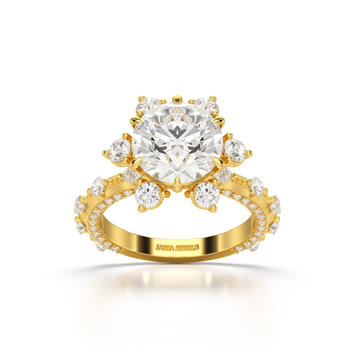 4.61 CT Round Cut Flower Halo Lab Diamond Ring