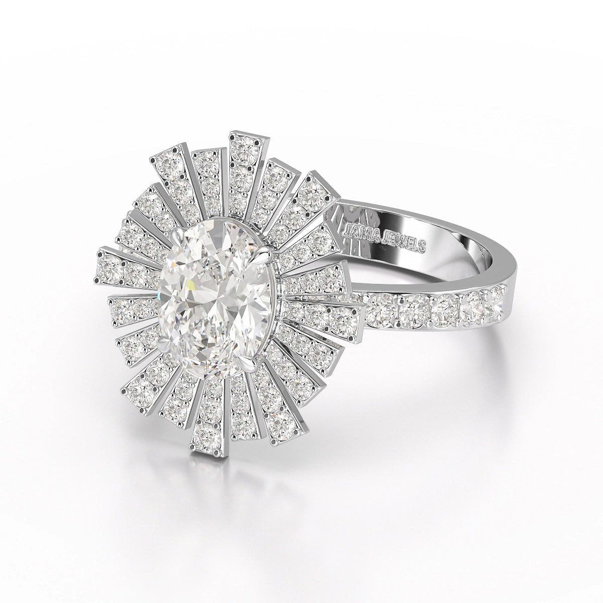 1.93 CT Oval Cut Halo Lab Diamond Ring