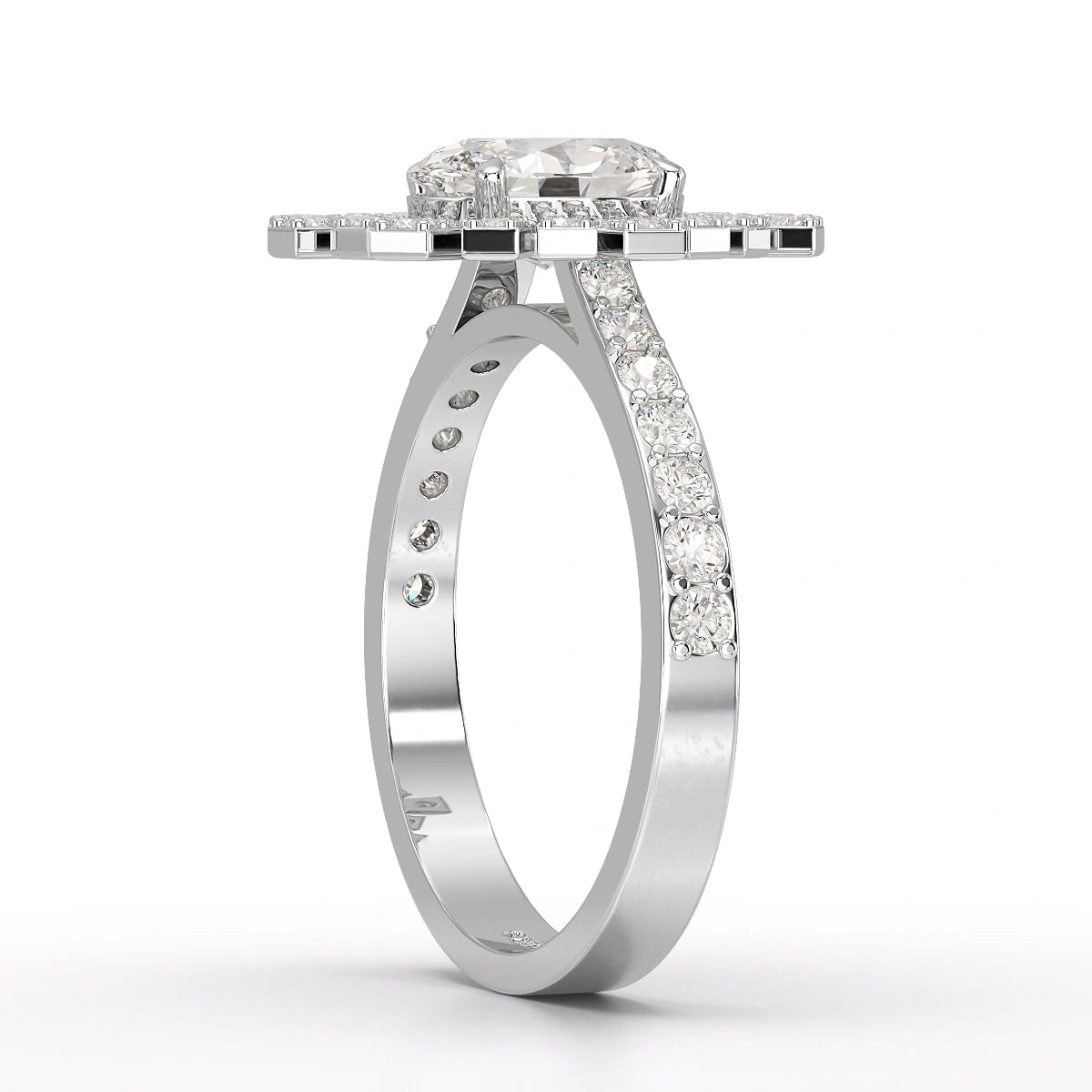 1.93 CT Oval Cut Halo Lab Diamond Ring