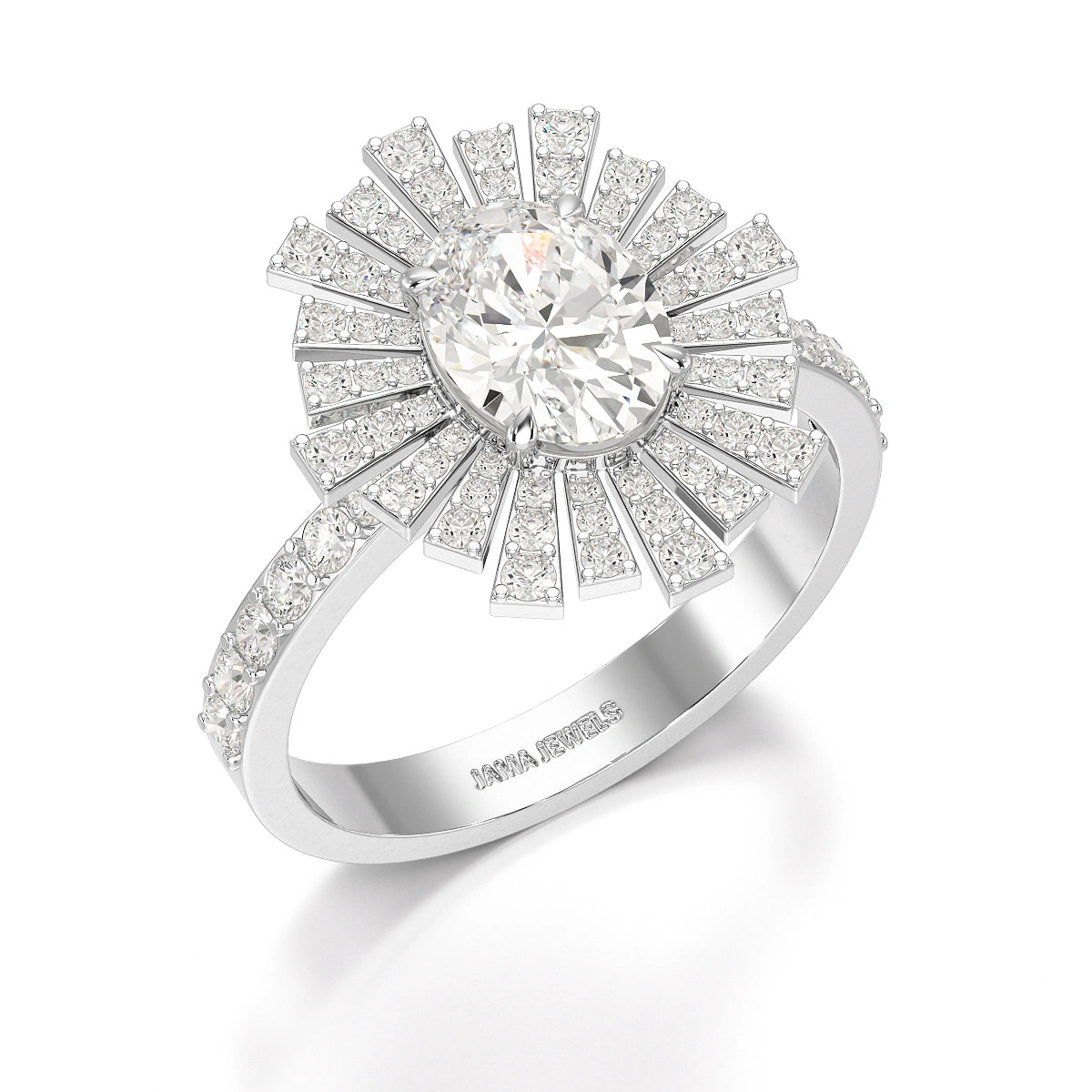 1.93 CT Oval Cut Halo Lab Diamond Ring