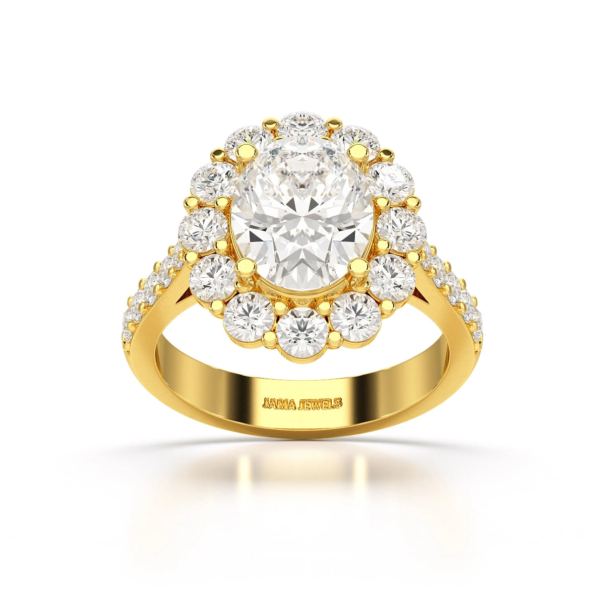 4 CT Oval Cut Halo Lab Diamond Ring