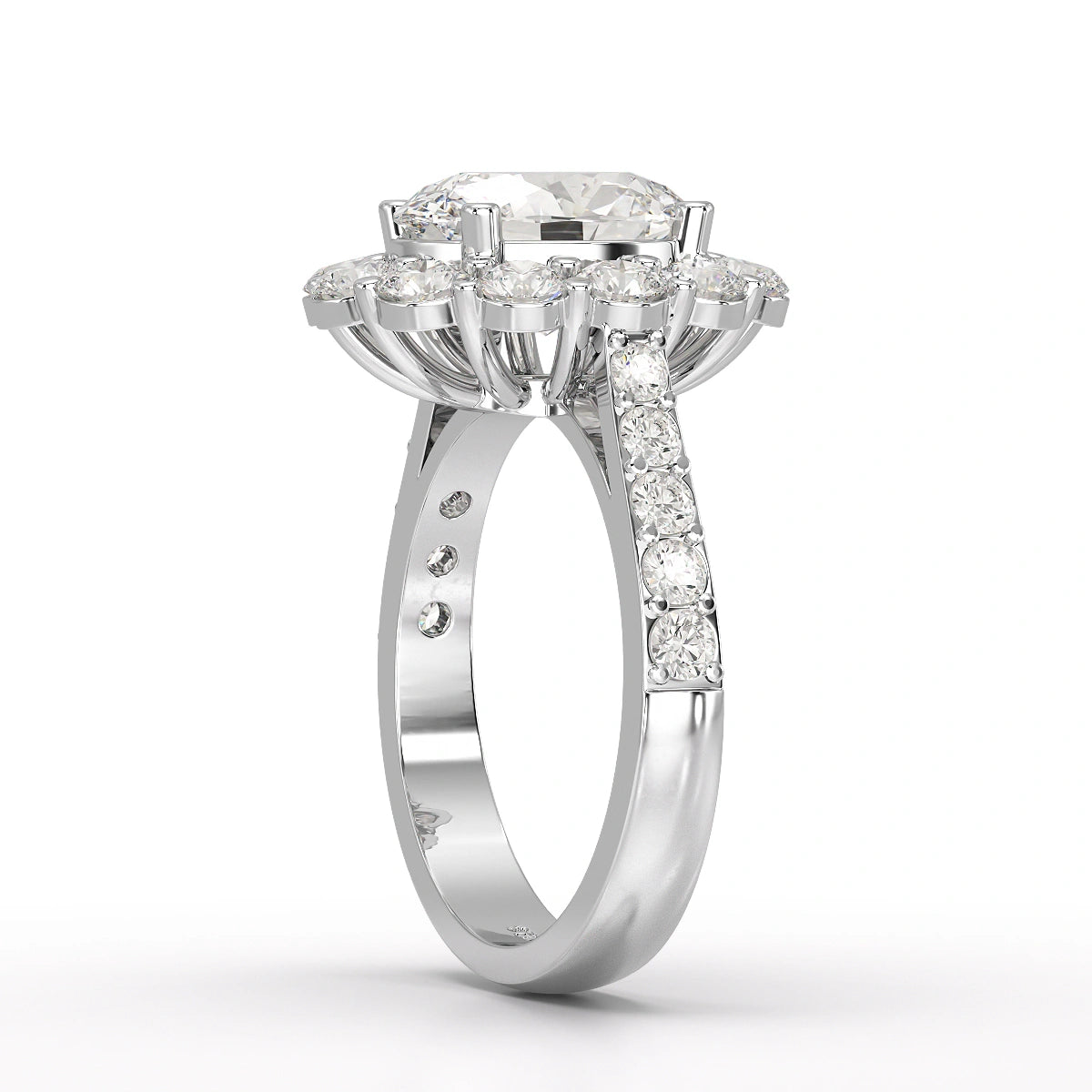 4 CT Oval Cut Halo Lab Diamond Ring