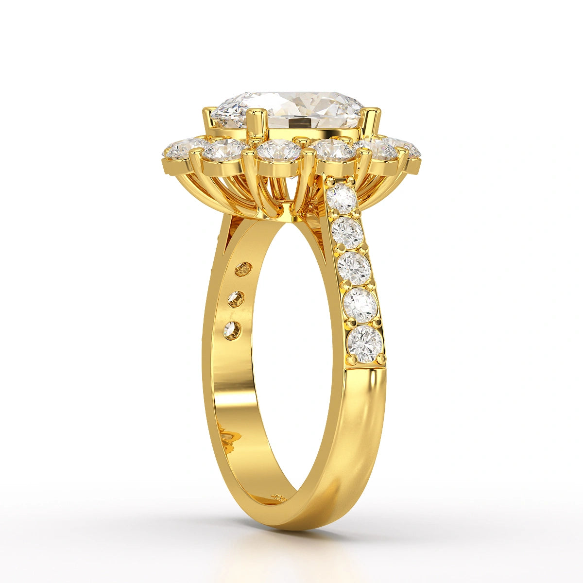 4 CT Oval Cut Halo Lab Diamond Ring