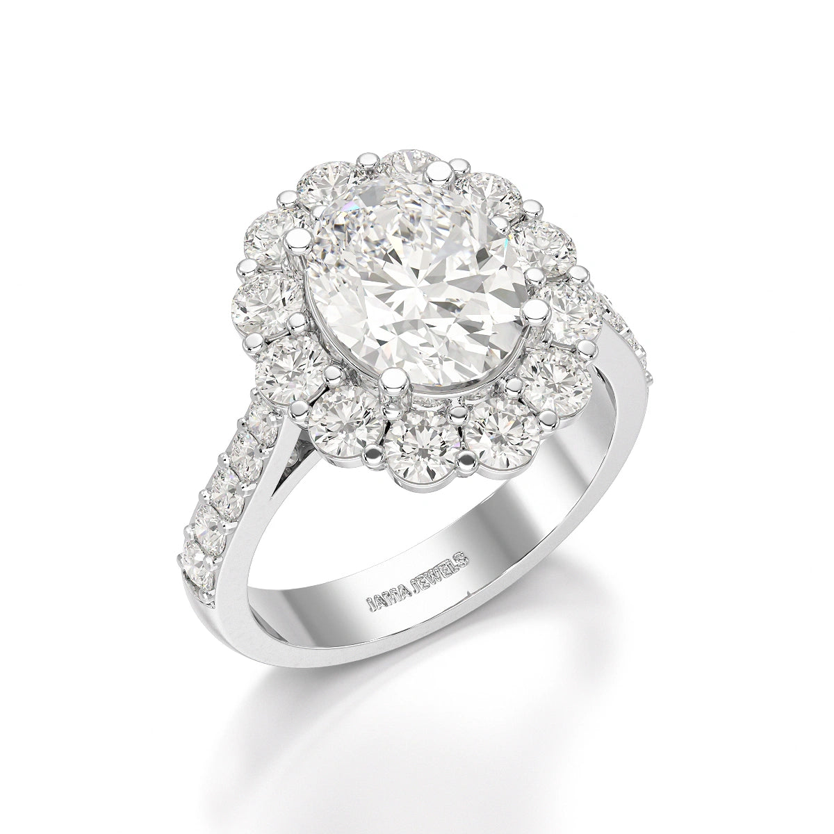 4 CT Oval Cut Halo Lab Diamond Ring