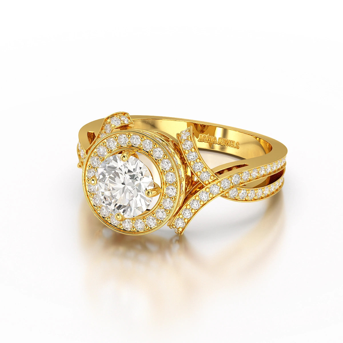 1.9 CT Round Cut Solitaire Halo Lab Diamond Ring