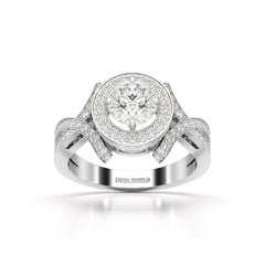 1.9 CT Round Cut Solitaire Halo Lab Diamond Ring