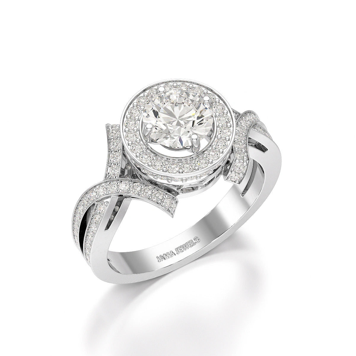 1.9 CT Round Cut Solitaire Halo Lab Diamond Ring