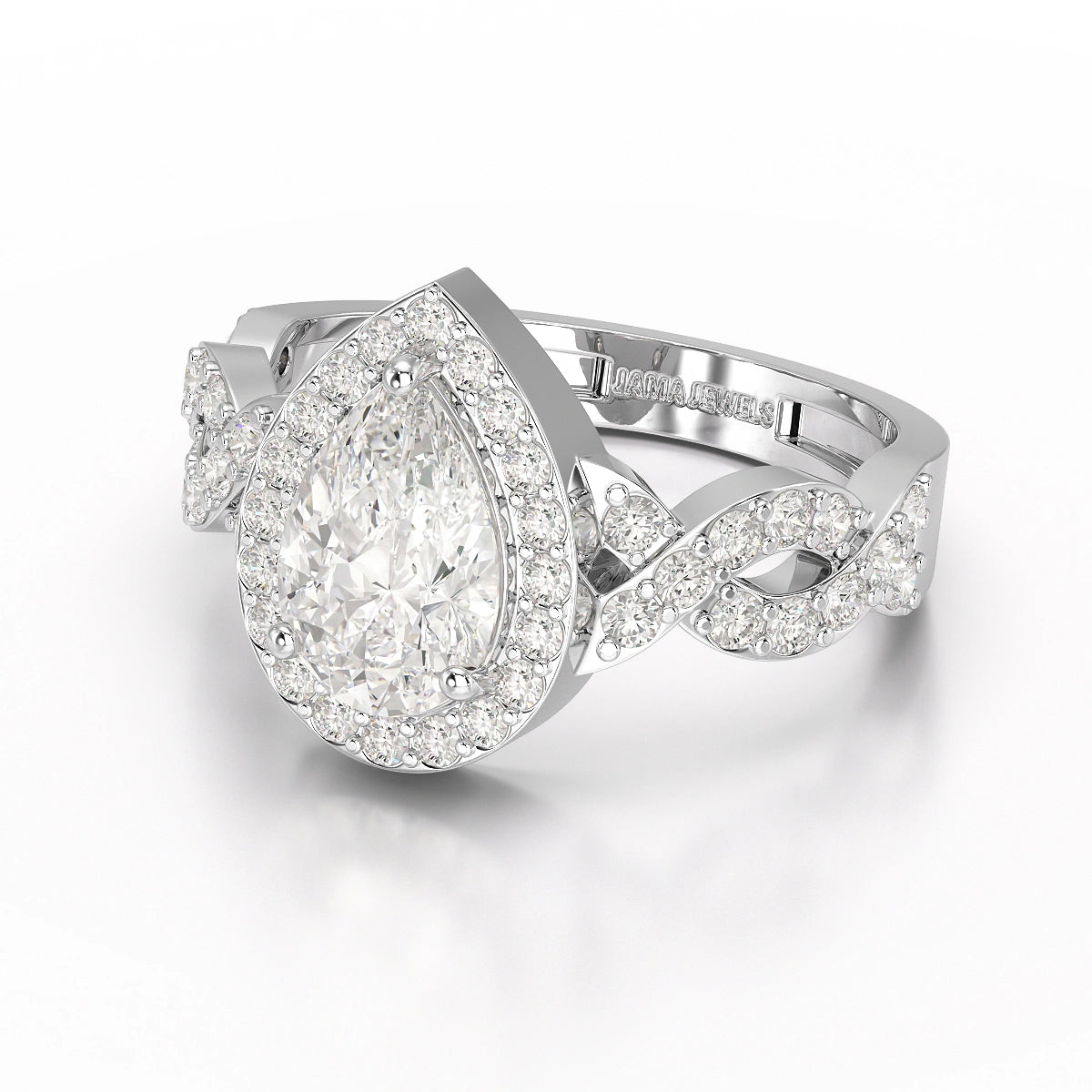 2.04 CT Pear Cut Halo Lab Diamond Ring