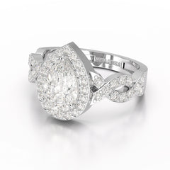 2.04 CT Pear Cut Halo Lab Diamond Ring
