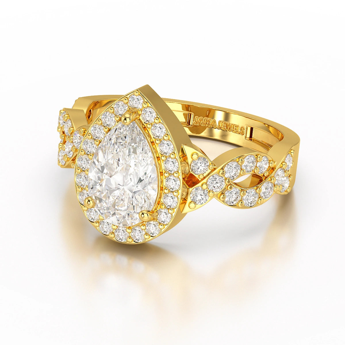 2.04 CT Pear Cut Halo Lab Diamond Ring