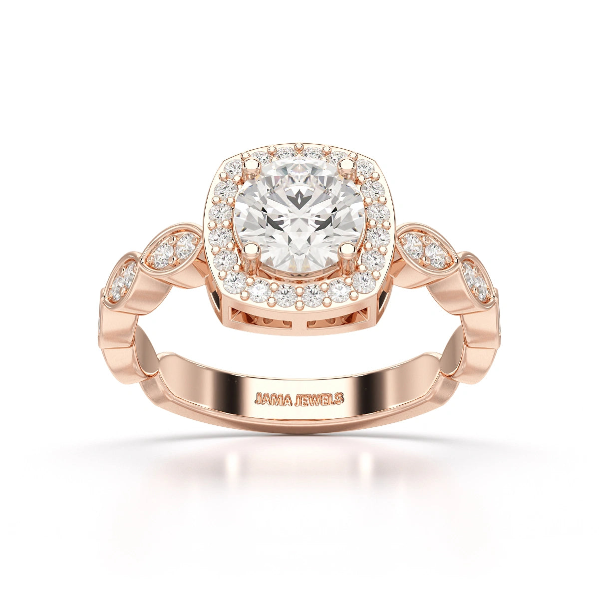 1.57 CT Cushion Cut Solitaire Halo Lab Diamond Ring