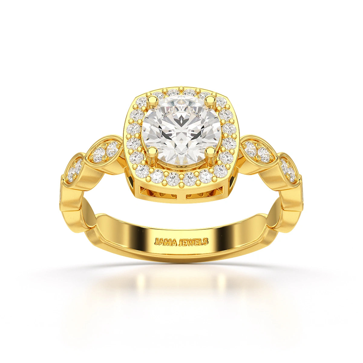 1.57 CT Cushion Cut Solitaire Halo Lab Diamond Ring