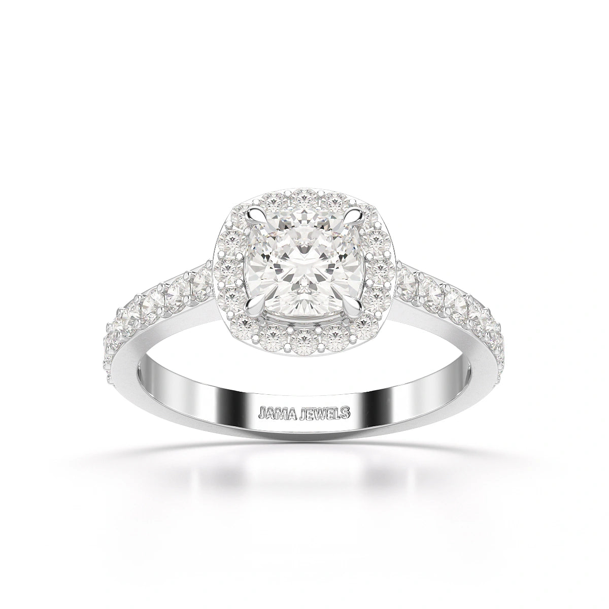 1.54 CT Cushion Cut Halo Lab Diamond Ring