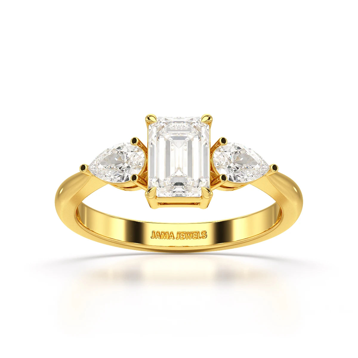 1.4 CT Three Stone Emerald/Pear Cut Lab Diamond Ring