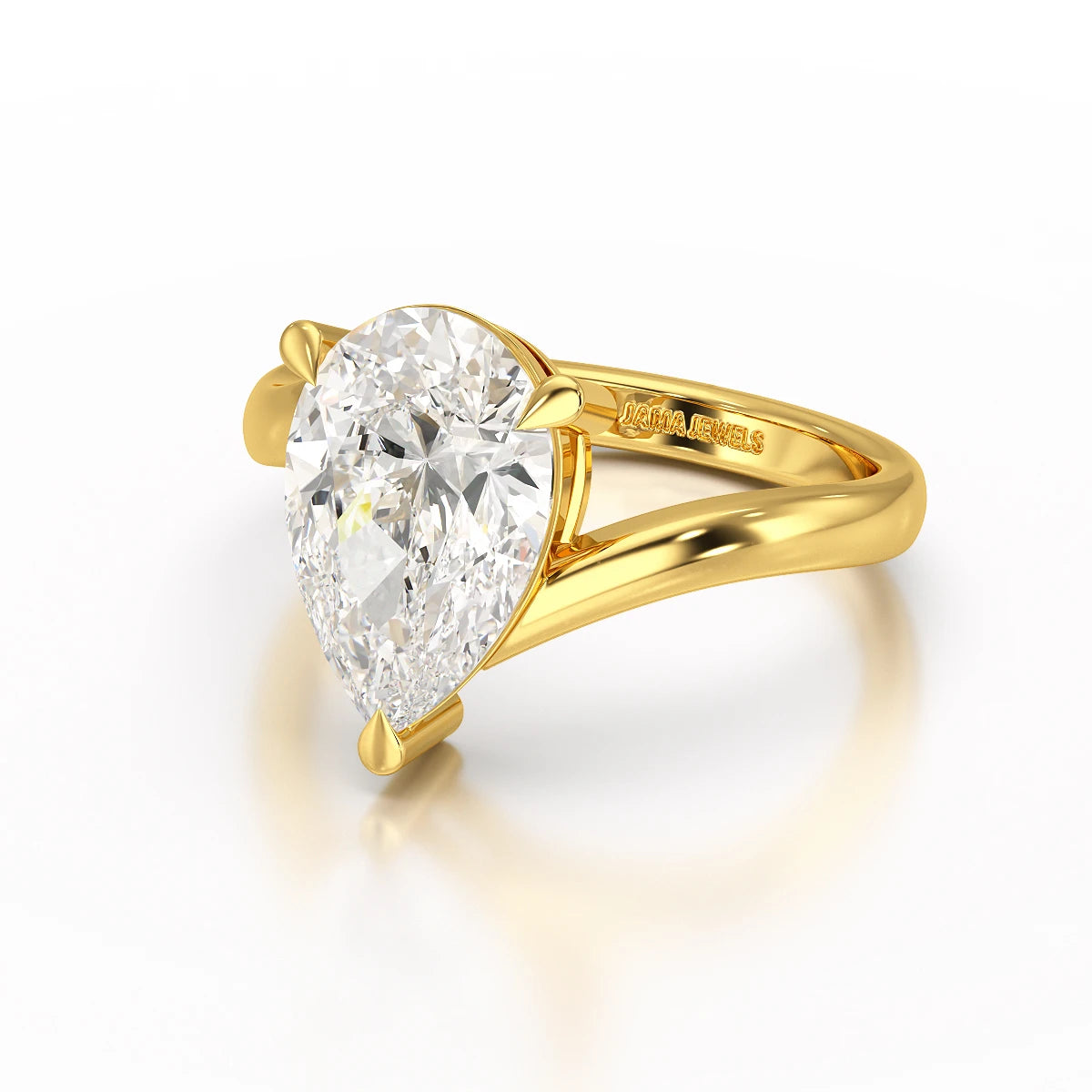 3 CT Pear Cut Solitaire Lab Diamond Ring