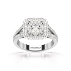 1.74 Round Cut Halo Lab Diamond Ring