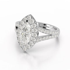 1.83 CT Marquis Cut Halo Lab Diamond Ring